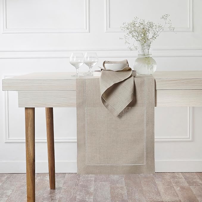 D'Moksha Homes Linen Natural Table Runner 60 Inches - Image 2
