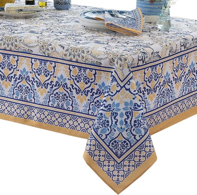 Home Bargains Plus Rectangle Fabric Napkins, Allure Yellow and Blue Floral - Image 8