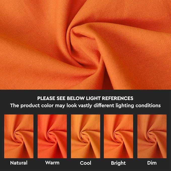 Encasa XO Table Runner 13"x72" Long | Cotton Canvas Fabric | Orange Solid Color - Image 3