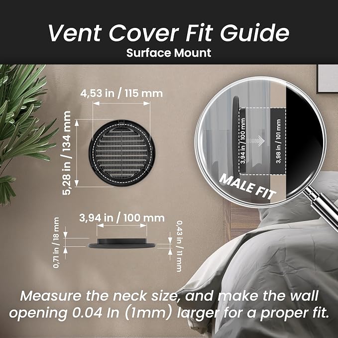 Repa Market 4 Inch Black Round Air Vent Cover - Image 2