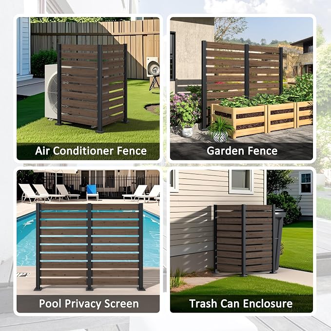 MUPATER 5FT×6.5FT No-Dig Wood Privacy Screen, Versatile Outdoor Screen - Image 6