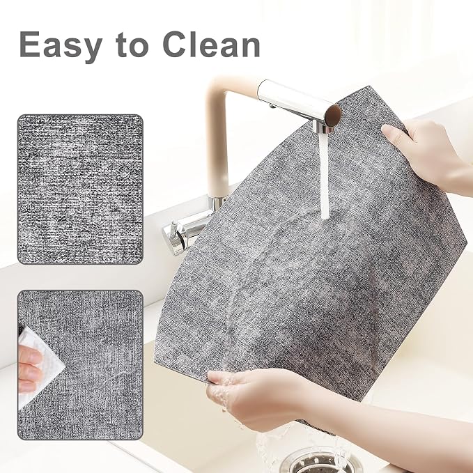 Homaxy Round Table Placemats Set of 6, Washable Wedge Shaped Faux Leather Table - Image 4