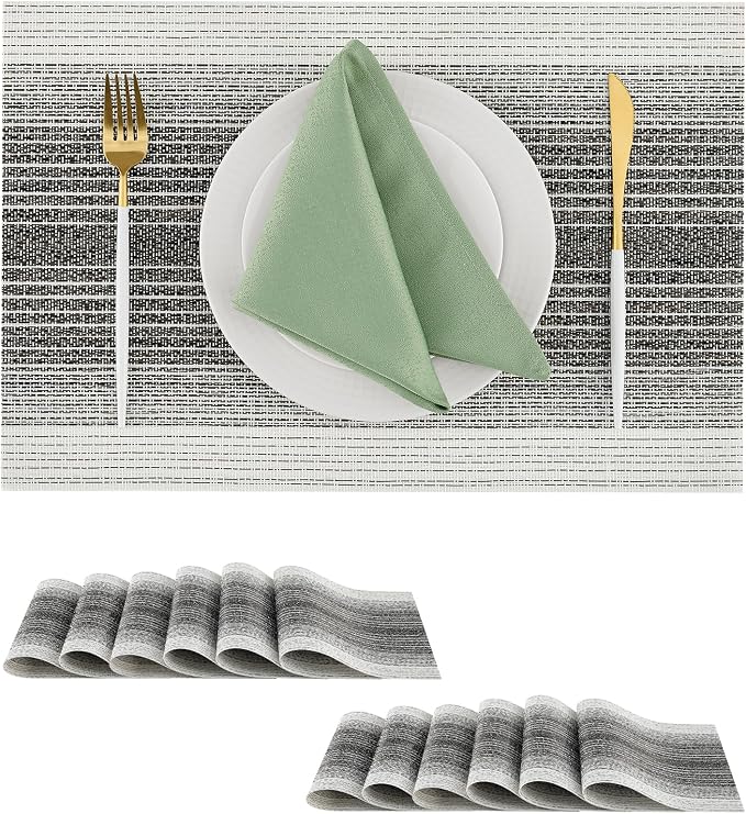 Leetaltree Black with White Woven Placemats Set of 12 by Leetaltree-ArtatEveryTable