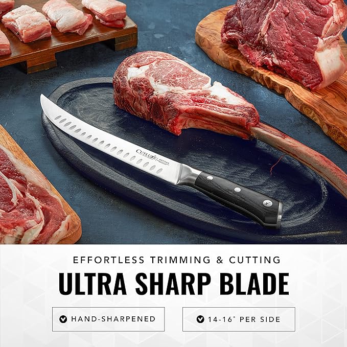 Cutluxe Butcher Knife – 10″ Cimeter Breaking Knife, Razor Sharp Forged High - Image 4