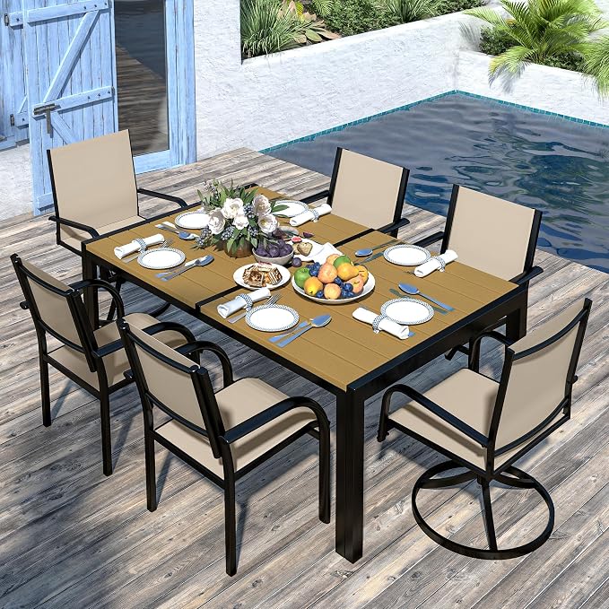 Outdoor Dining Set for 6, 59” Patio Table and Chairs Set - Image 2