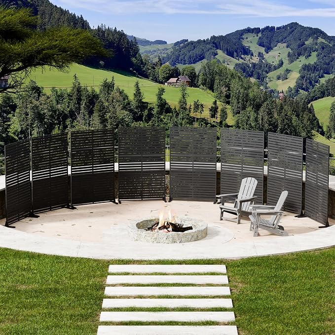 Privacy Fence Screen with Stand 6 Panel 72" H×47" W HDPE Decorative Panels with - Image 6