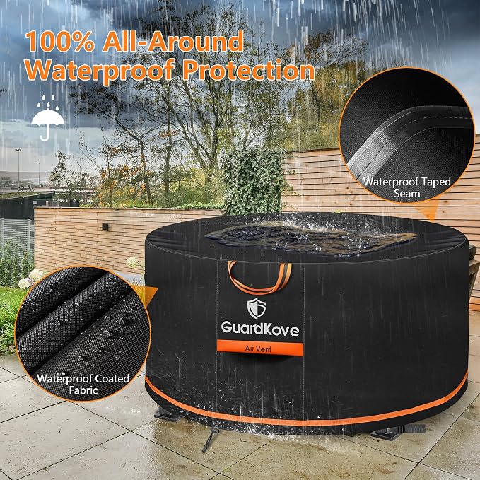 48 Inch Fire Pit Cover Round for 46”- 48” Fire Pit/Tables, Waterproof Tear & - Image 4