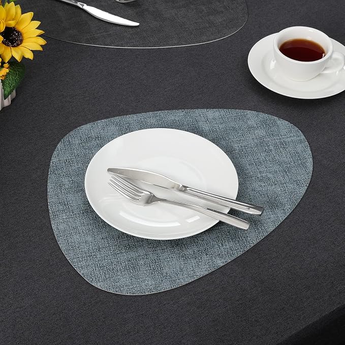 Placemats and Coasters, Washable Reversible Placemats Round Faux Leather - Image 8