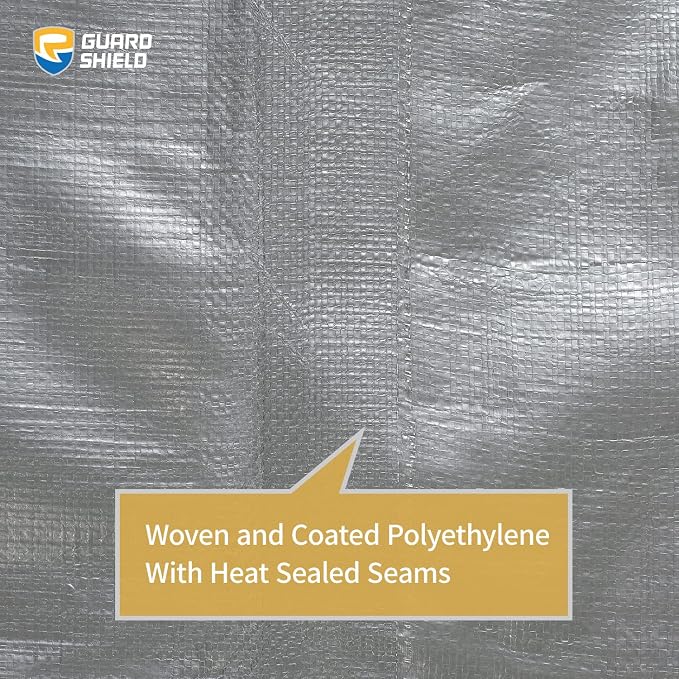 GUARD SHIELD Tarps Heavy Duty Waterproof 8x10 Feet Silver/Black Poly Tarp Cover - Image 5