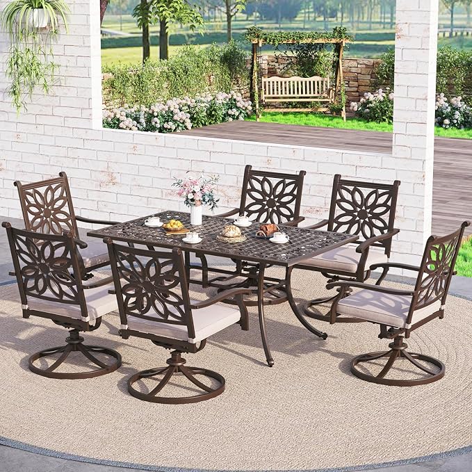 Sophia & William 7 Pieces Cast Aluminium Patio Dining Set - Image 8