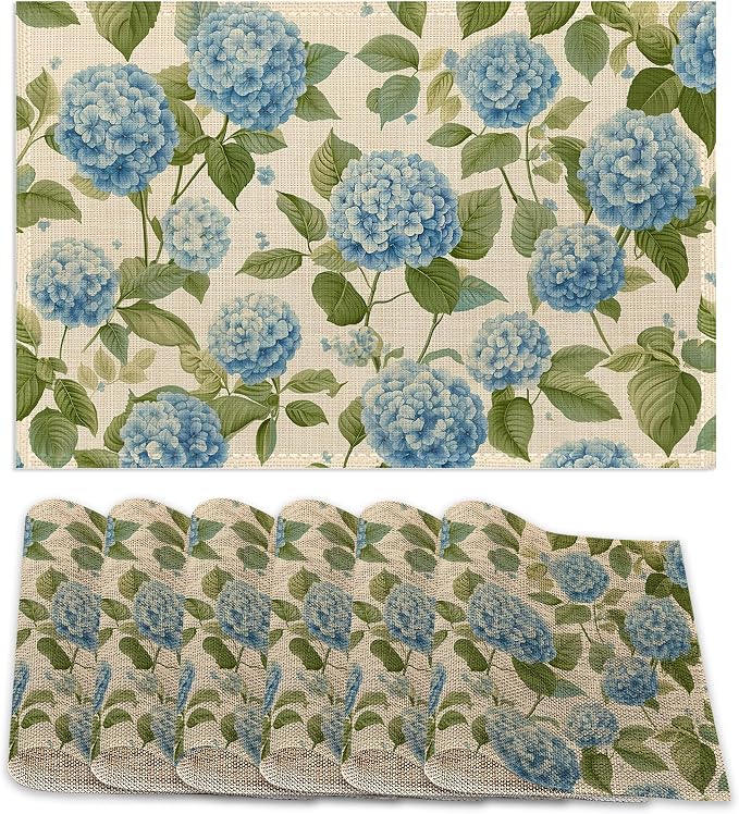 Placemats12x18 Inch, Vintage Floral Kitchen Dining Coffee Table Mats Set of 6 by ZTHLL