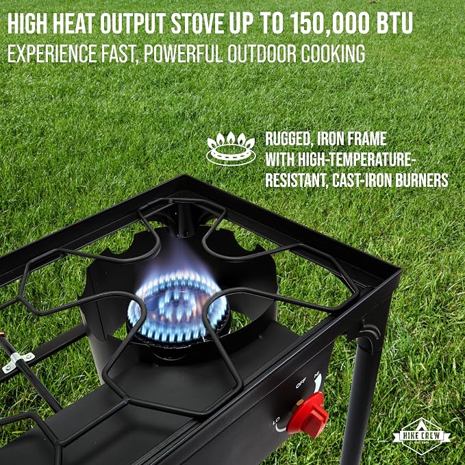 Hike Crew Auto Ignition Double-Burner Outdoor Gas Stove | 150, 000 BTU Portable - Image 5