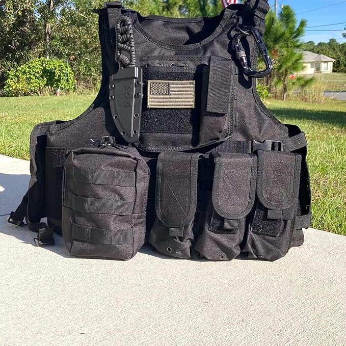 BOMTURN Tactical Airsoft Vest Upgrade Adjustable Modular Paintball Vest Outdoor - Image 4