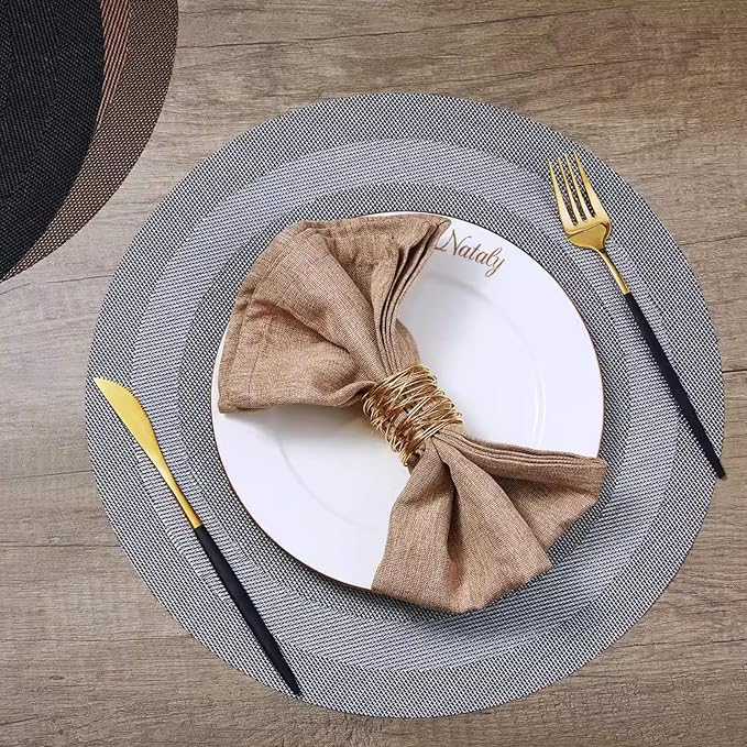 PIGCHCY Round Placemat Set of 8 Vinyl Washable Kitchen 15 inch Table Placemats - Image 6