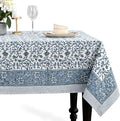 CPC Ocean Vine Tablecloth 100% Cotton 70x108 Inch Indian Block Print Rectangle by COTTONPRINTCLUB