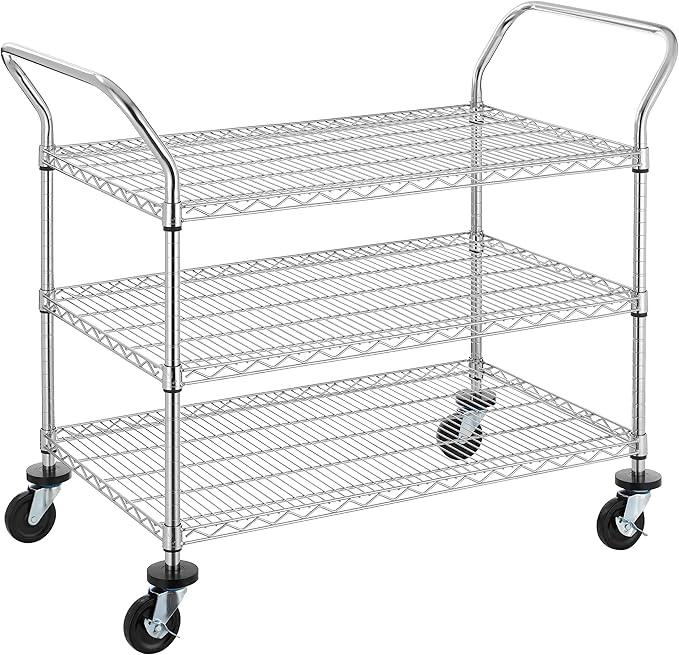 Finnhomy 3-Tier Commercial Grade Rolling Cart, Heavy Duty Utility Cart by Finnhomy