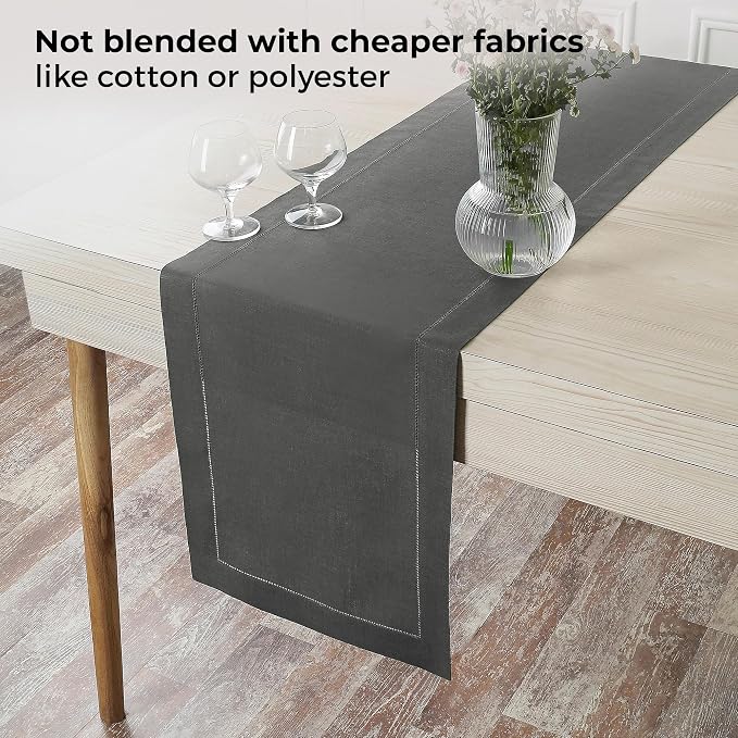 D'Moksha Homes Linen Charcoal Grey Table Runner 108 Inches Long - Image 5