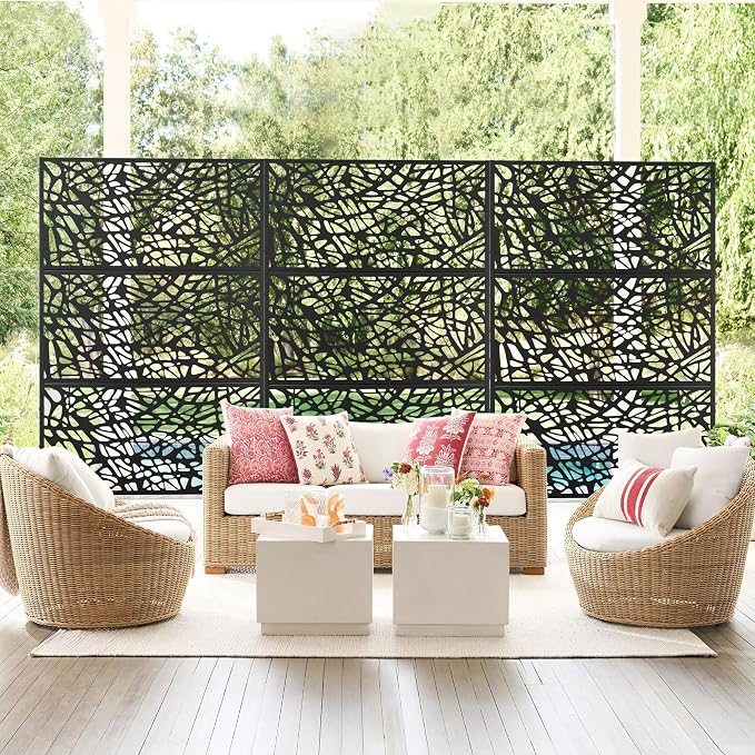 Elevens Metal Outdoor Privacy Screen, Freestanding Outdoor Divider Decorative - Image 6
