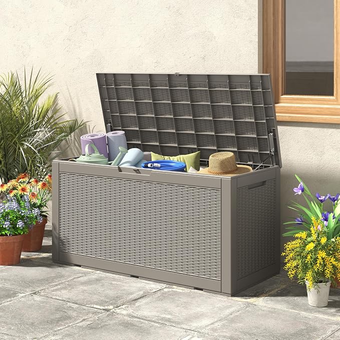 KAMABOKO 101 Gallon Waterproof Large Resin Deck Box, Lockable Large Outdoor - Image 8