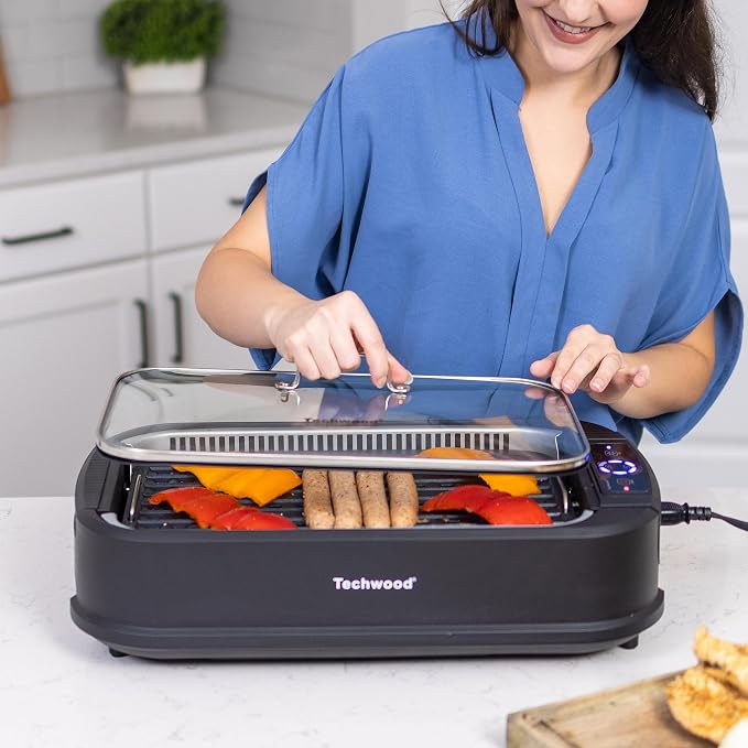 Indoor Grill, Techwood 1500W Smokeless Electric Grill - Image 2