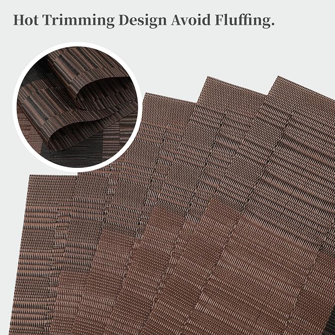 Leetaltree Brown with Black Striped Placemats Set of 12 - Image 3