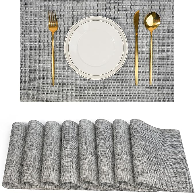 Placemats Set of 8，Non-Slip PVC Weave Table Mats Easy to Clean，Heat Resistant by flohar