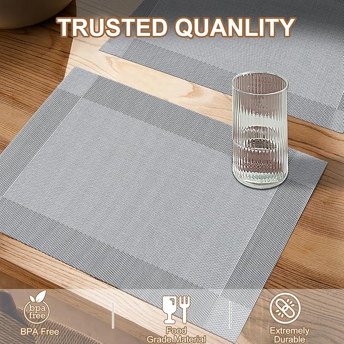 BETEAM Placemats Set of 6, Woven Vinyl Placemat - Image 2