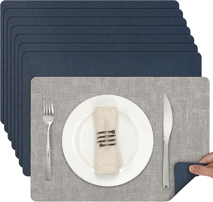 Myir JUN Placemats Dual Sided, Faux Leather Place Mats Indoor Set of 8 by MyirJUN