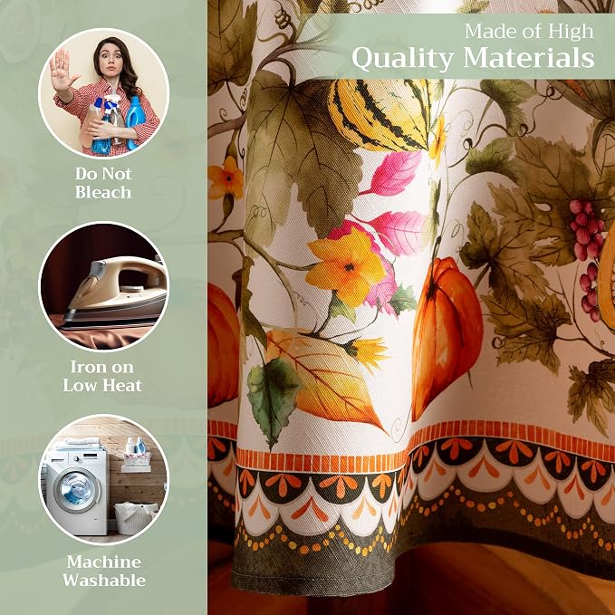 Maison d' Hermine Table Cloth Round Table 100% Cotton 63 Inches Fall Tablecloth - Image 3