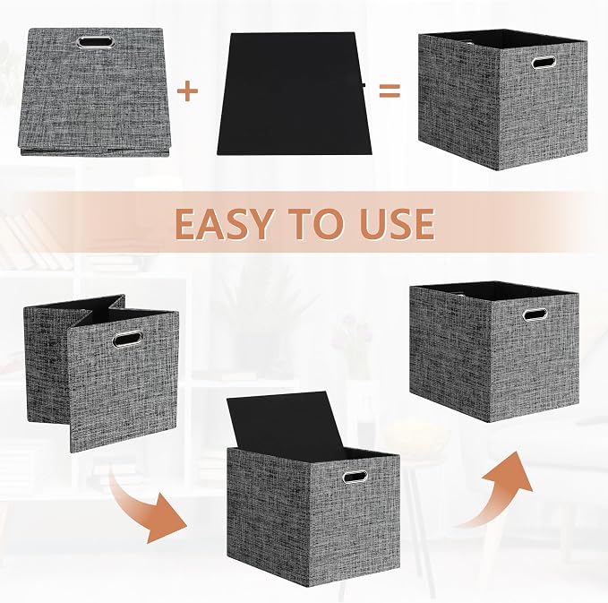 Posprica 13x15x13in Collapsible Storage Bins, Fabric Foldable Cube Storage Boxes - Image 6
