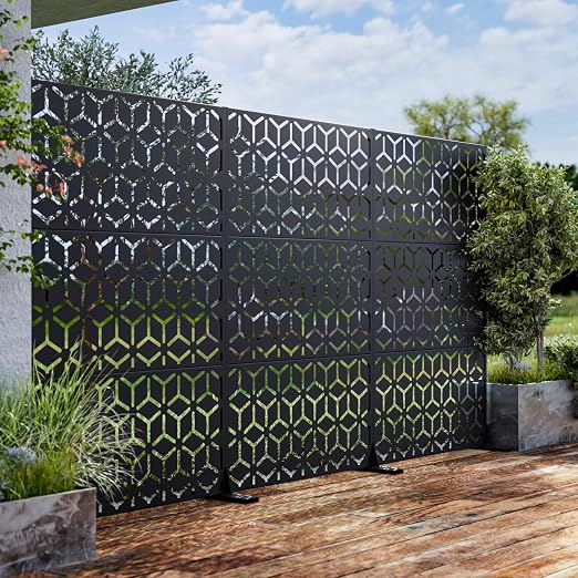 Casaphoria 72" H x 47" W Metal Outdoor Privacy Screen, Freestanding Decorative - Image 9
