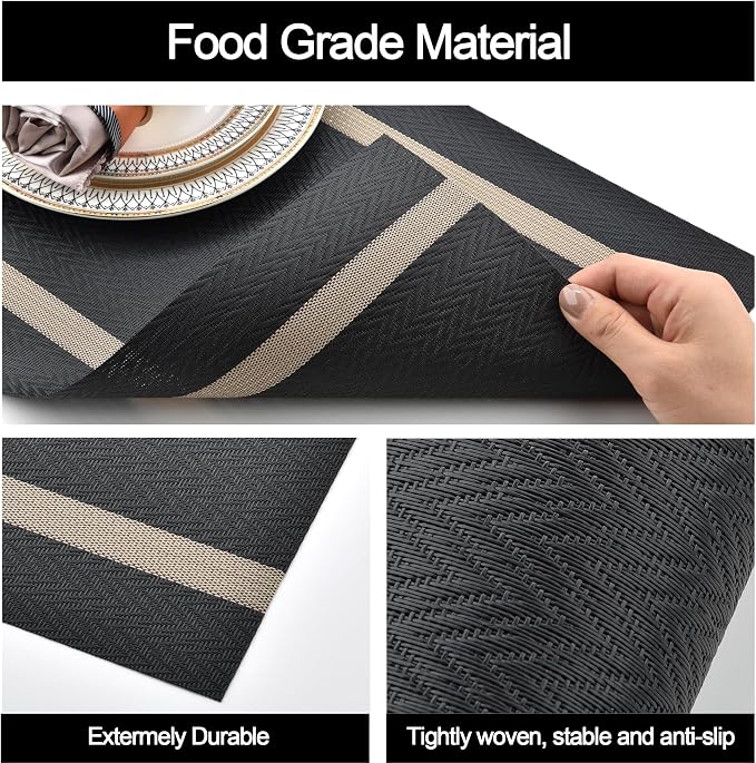 SLKQG Black Placemats Set of 6 - Image 4