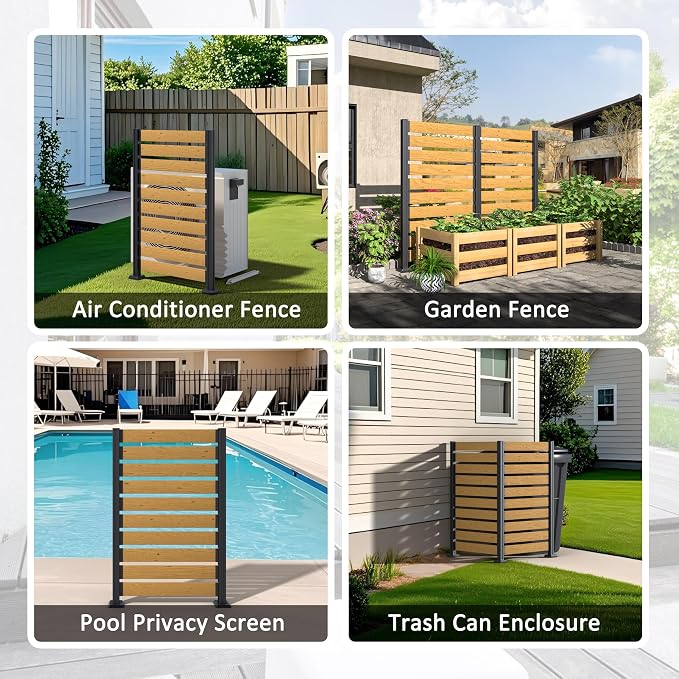 MUPATER 5ft H×3.3ft W No Dig Wooden Privacy Screen, 2 Way to Use, Ideal Outdoor - Image 8