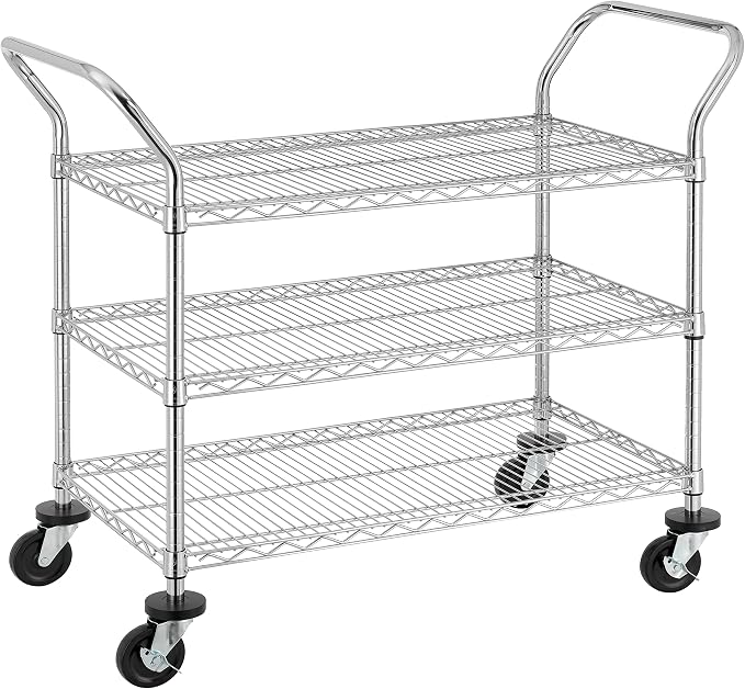 Finnhomy 3-Tier Commercial Grade Rolling Cart, Heavy Duty Utility Cart by Finnhomy