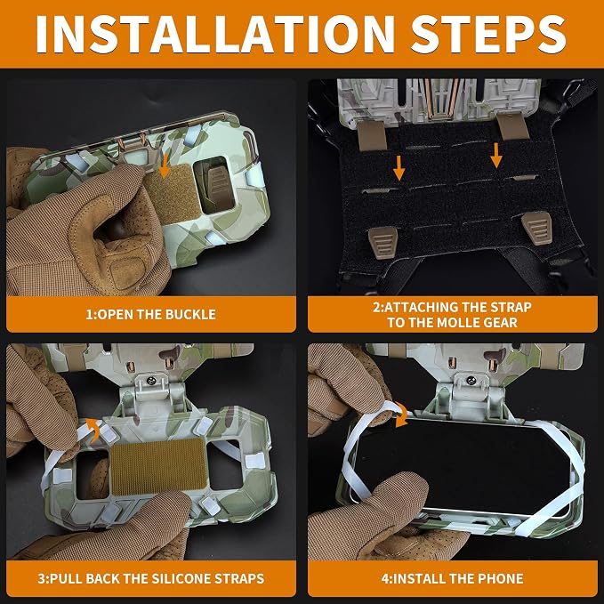 Tactical Molle Phone Holder for Plate Carrier Vest, Quick Release & Adjustable - Image 4