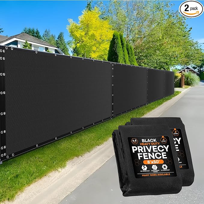 Xpose Safety Privacy Fence Screen 8’ x 50’ – Heavy Duty Black Mesh by XposeSafety