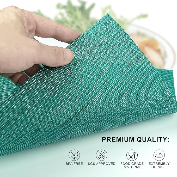 Woven Vinyl Placemats Set of 8 Wipe Clean PVC Heat Resistant Place Mats Durable - Image 2