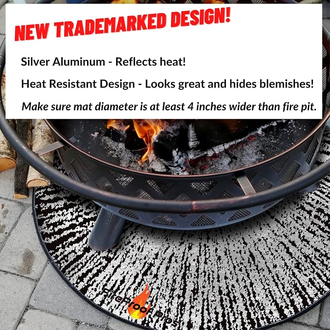 40 Inch Inferno Black Pattern Fire Pit mat. Decorative Heat and Ember Resistant - Image 5