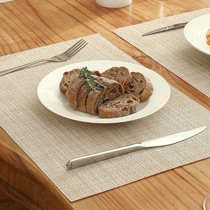 Leetaltree 6PC Grey& 6PC Beige Placemats Set of 12 - Image 8