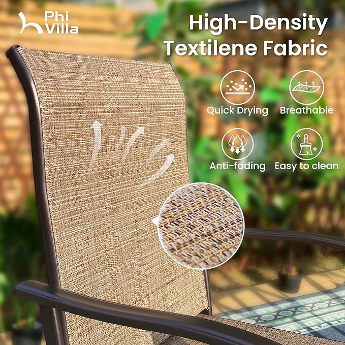 PHI VILLA 3 Piece Outdoor Bar Set, High Top Patio Table and Chairs - Image 3