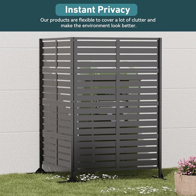 Modern Shade Metal Privacy Screen Outdoor 72" H x 48" W, Stable & Durable - Image 4