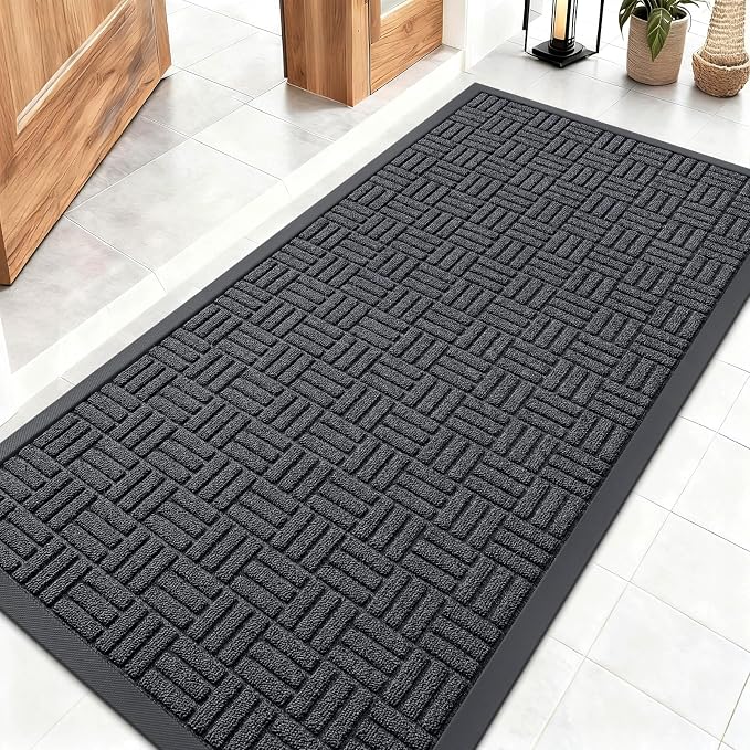 OLANLY Front Door Mat Outside Entrance 47x23, Heavy Duty Sturdy Natural Rubber by OLANLY