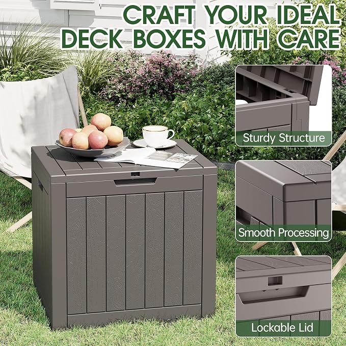 KAMABOKO 32 Gallon Outdoor Storage Box 2 Pack All-Weather Deck Box - Image 4