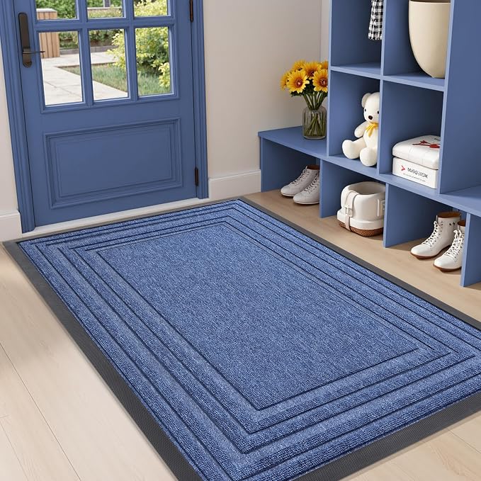 Buganda Front Door Mat Indoor Outdoor Entrance, Non-Slip Natural Rubber Doormats by Buganda