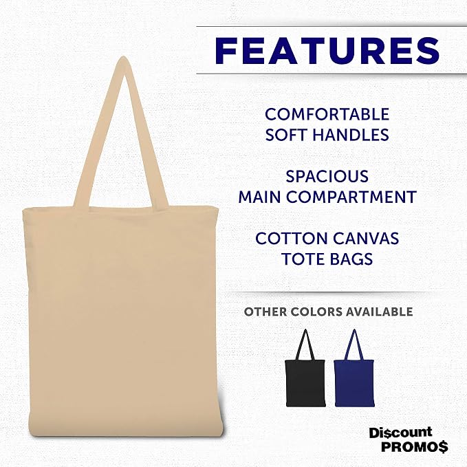 DISCOUNT PROMOS Cotton Canvas Tote Bags Set of 10, Bulk Pack - Image 2