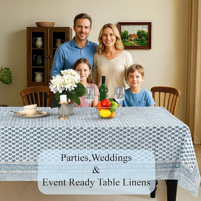 CPC Tablecloth 100% Cotton 60x60 Inch Indian Block Print Square Table Cover - Image 3