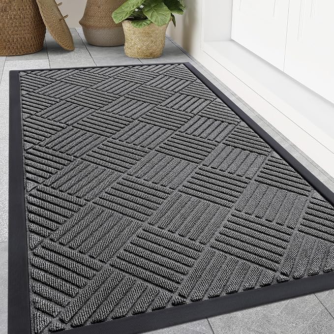 Smiry Front Door Mat Outside Entrance, Heavy Duty Outdoor Indoor Natural Rubber by Smiry