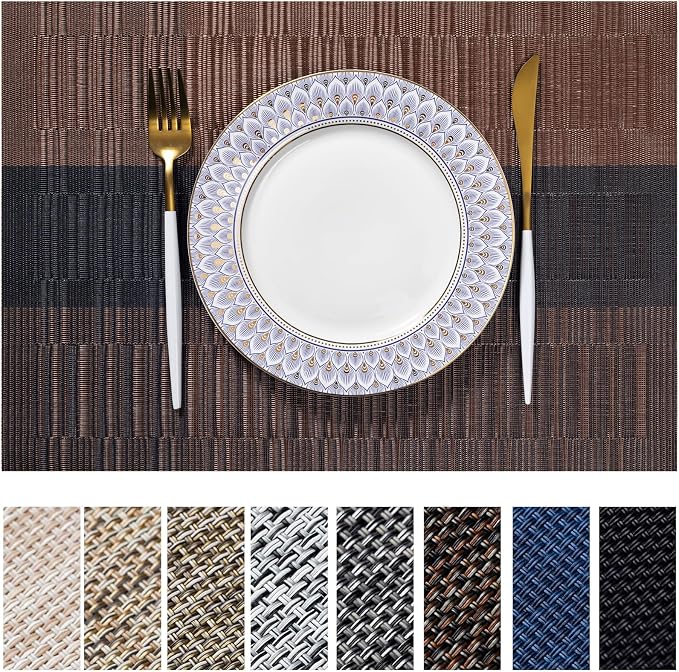 LEXMORE Placemats Set of 8 Vinyl/Plastic Woven Place Mats by lexmore