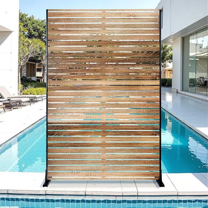 Metal Privacy Screen for Outdoor & Indoor Use, Free Standing Privacy Screen for by Unknown