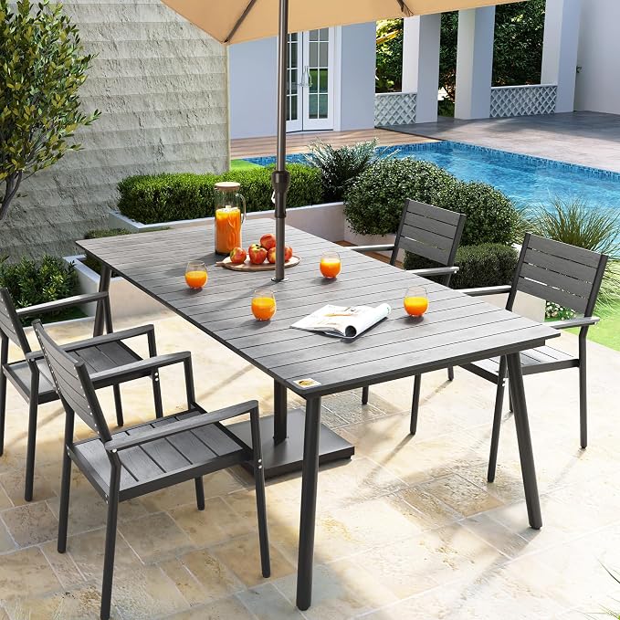 83" Patio Outdoor Dining Table for 6-8, Weather-Resistant Aluminum Frame - Image 8